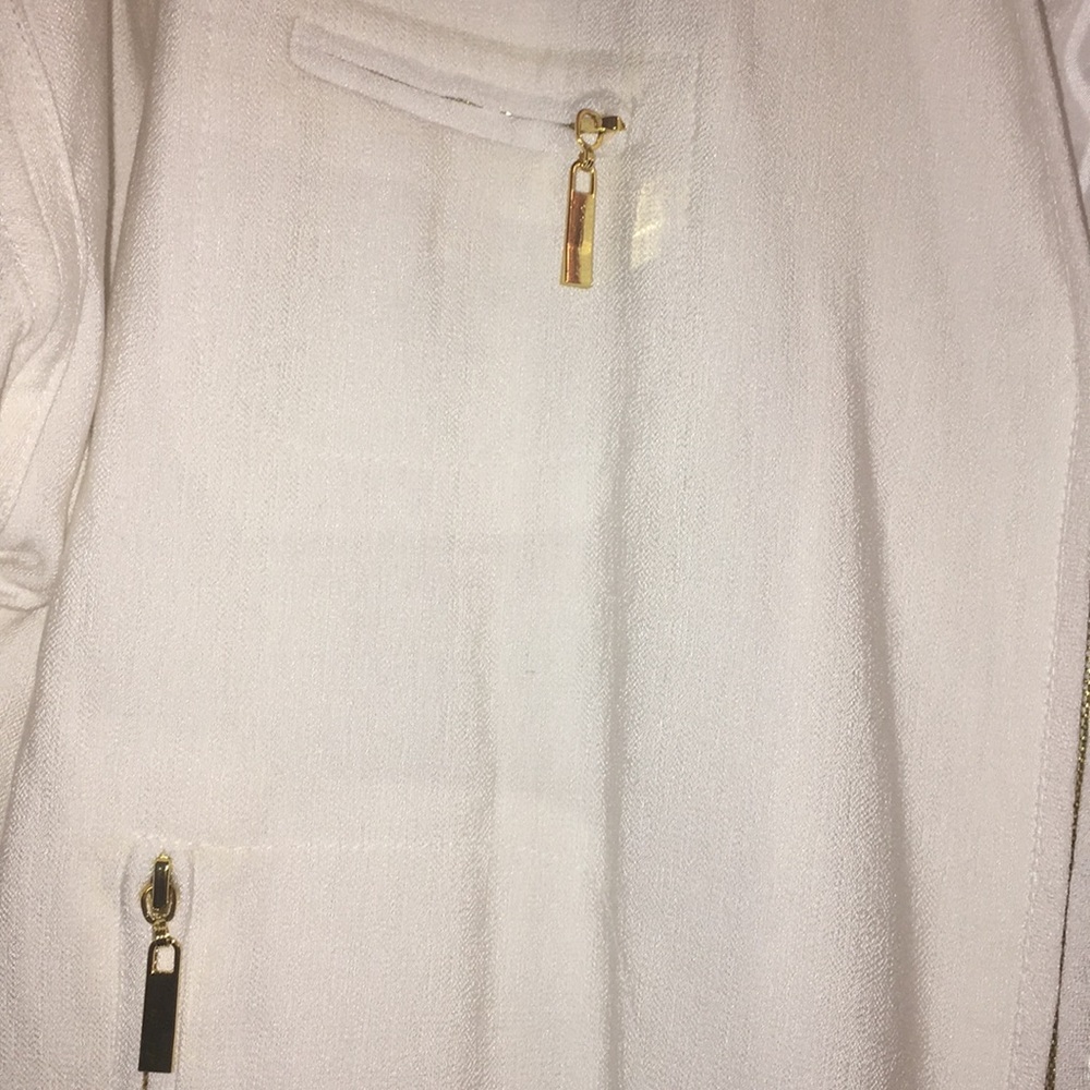 Joseph Ribkoff Cream Zip-Front Drawstring Jacket with Gold Hardware - Picture 2 of 3